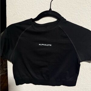 Alphalete Black Crop Top with White Logo